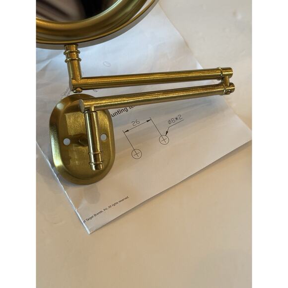 Hearth & Hand With Magnolia Wall Mount Brass Magnifying Swivel Mirror - Picture 3 of 8